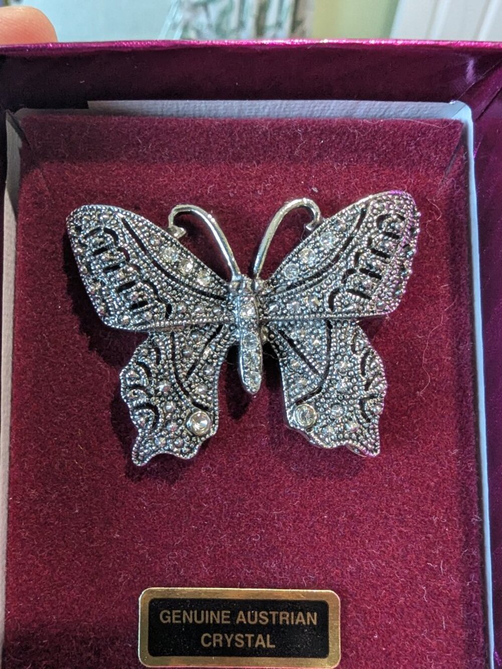 Jessica Lauren Butterfly Brooch w/ Austrian Crystal